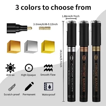 Mirror Chrome Markers Set for Arts and Crafts - 3 Colors