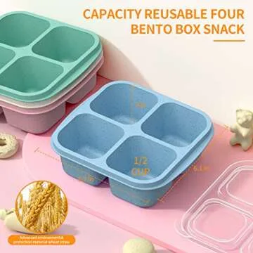 RGNEIN Bento Snack Boxes - 4 Pack Durable Meal Prep Containers