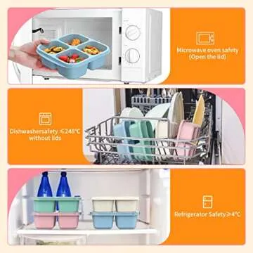 RGNEIN Bento Snack Boxes - 4 Pack Durable Meal Prep Containers