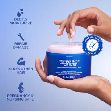 AAVRANI Intensive Repair Conditioning Hair Mask - Mask for Dry, Damaged Hair - with Biotin, Rice Pro...