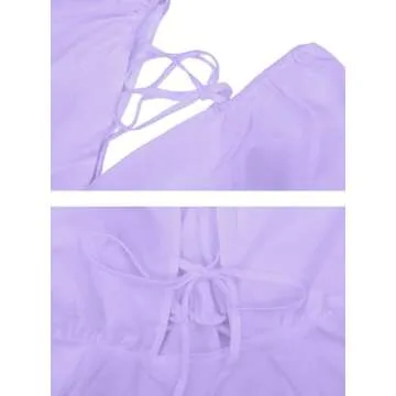 Chic Remidoo Puff Sleeve Peplum Crop Top in Light Purple