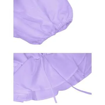 Chic Remidoo Puff Sleeve Peplum Crop Top in Light Purple