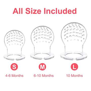 Food Feeder Baby Fruit Feeder Pacifier (3 Pcs) with 6 Different Sized Silicone Pacifiers 2 PCS Silicone Baby Food Dispensing Spoon 90ML with 2 Baby Spoons Pacifier Clip Infant Fruit Teething Toy-Pink