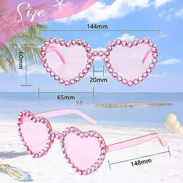 Zando Rhinestone Pink Heart Glasses for Stylish Fun