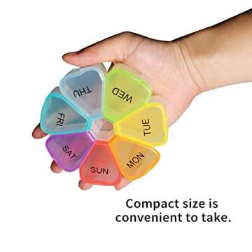 Weekly Large Pill Organizer 7 Day, Pill Box/Case, Pill Container, Travel Pill Holder, Pill Dispenser, Fish Oil, Pills, Supplements, Vitamins, Medicine Organizer