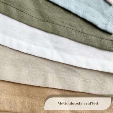 DerF HOME Dinner Napkins 100% Pure Linen Napkins Embroidered - 18 x 18 Inch, Pre-Washed with Flax, Machine Washable Classic Style for Party -Set of 4 Dusty Pink