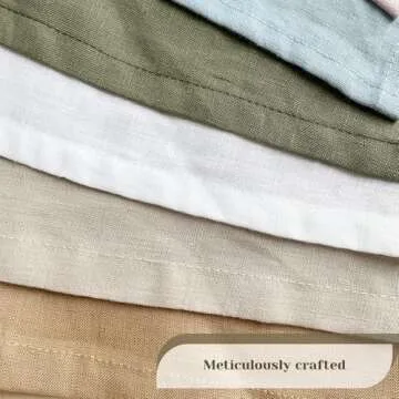 DerF HOME Dinner Napkins 100% Pure Linen Napkins Embroidered - 18 x 18 Inch, Pre-Washed with Flax, Machine Washable Classic Style for Party -Set of 4 Dusty Pink