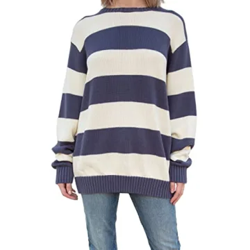 Women Y2K Striped Sweater Knit Oversized Long Sleeve Pullover Sweaters 90S Harajuku Preppy E-Girl St...