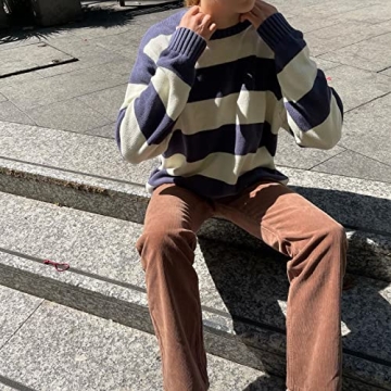 Y2K Striped Oversized Long Sleeve Sweater for Women - Stylish & Comfortable