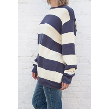 Y2K Striped Oversized Long Sleeve Sweater for Women - Stylish & Comfortable