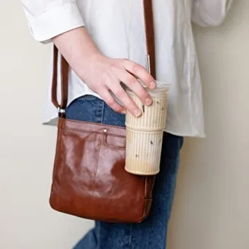Birchland Glass Iced Coffee Cup with Lid and Straw Set