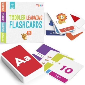 Merka Toddler Flash Cards - 64 Educational Cards for Early Learners