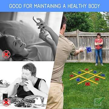 Giant Tic Tac Toe Strap Game Outdoor, 4 Ft X 4 Ft Portable Tic Tac Toe Bean Bag Toss Game, Large Yard Toss Game Tic Tac Toss Across Camping Games for Kids & Families