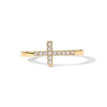 PAVOI 14K Gold Plated CZ Cross Ring for Women