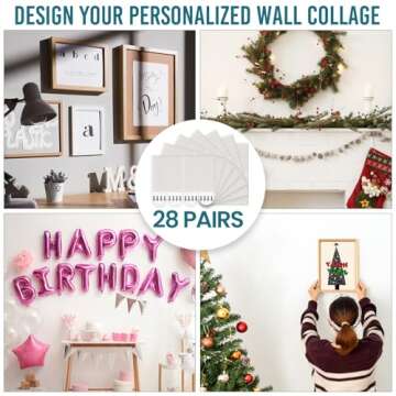 TAILI Picture Hanging Strips Heavy Duty, Medium 28 Pairs (56 Strips) Frame Hanger for Walls, Pictures Haing Kit Without Nail, Damage Free Adhesive Poster Decor, Art, Mirror