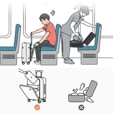 Mixi Carry On Luggage, 20'' Suitcase with Front Laptop Pocket, Travel Rolling Luggage Aluminum Frame PC Hardside with Spinner Wheels & TSA Lock and Cover - Smoke White