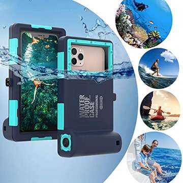 Professional Waterproof Underwater Snorkeling Phone Case for iPhone 11/8/7/6 Pro Max Mini Xr/X/Xs/Samsung Galaxy Note10/9/8/S10/9/8 Ultra Plus Professional screensizes Below 4.7inch Green