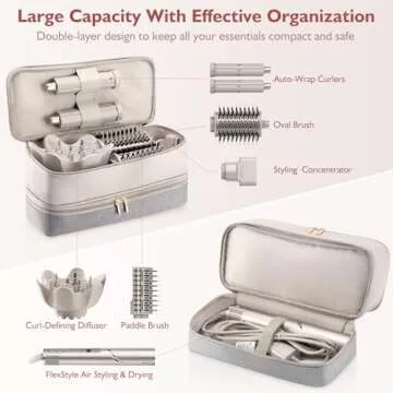 Travel Carrying Case for Hair Dryer Shark Flexstyle Dyson Airwrap Brush Double-Layer Hair Accessorie...