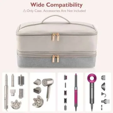 Travel Carrying Case for Hair Dryer Shark Flexstyle Dyson Airwrap Brush Double-Layer Hair Accessories Tools Storage Bag for Revlon Hairdryer Styler Organizer