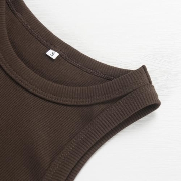 Artfish Women Sleeveless Racerback Crop Top Brown