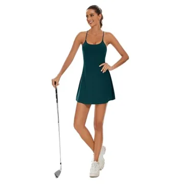 Leovqn Women's Tennis Dress with Built-in Bra & Shorts