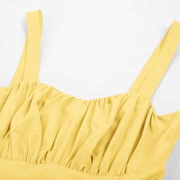 Belle Poque Sleeveless Light Yellow Flowy Dress 2024 Summer Spaghetti Strap Swing Aline 1950s Vintage Dress Medium