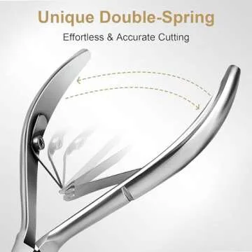 Cuticle Trimmer with Cuticle Pusher - Easkep Cuticle Remover Cuticle Nipper Professional Stainless Steel Cuticle Cutter Clipper Pedicure Manicure Tools for Fingernails and Toenails (D501-Silver)