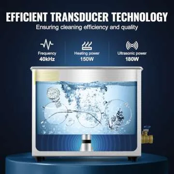 VEVOR Commercial Ultrasonic Cleaner 6L Professional Ultrasonic Cleaner 40kHz with Digital Timer&Heater 110V Excellent Cleaning Machine for Watch Instruments Industrial Parts Excellent Cleaner Solution