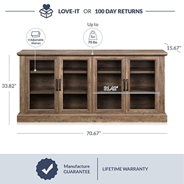 BELLEZE 70 Inch Modern Farmhouse Buffet Cabinet