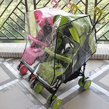 Aligle Twin Stroller Raincoat Universal Size Side by Side Stroller Weather Shield, Baby Rain Cover/W...