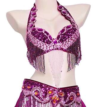 ROYAL SMEELA Belly Dance Costume Set for Women Belly Dance Bra and Belt Chiffon Dancing Skirts Profe...