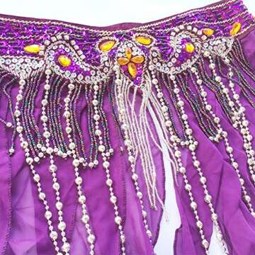 ROYAL SMEELA Belly Dance Costume Set for Women Belly Dance Bra and Belt Chiffon Dancing Skirts Professional Outfit 3pcs Purple