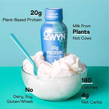OWYN 100% Vegan Plant-Based Protein Shakes | Vanilla, 12 Fl Oz (Pack of 4) | Dairy-Free, Gluten-Free, Soy-Free, Tree Nut-Free, Egg-Free, Allergy-Free, Vegetarian
