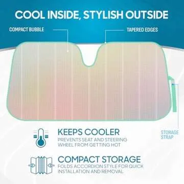 BDK Iridescent Car Windshield Sun Shade - Keep Your Vehicle Cool