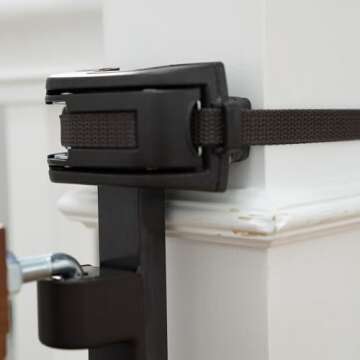 Summer Infant Wood Banister & Stair Safety Pet and Baby Gate, 32"-48" Wide, 33" Tall, Install Banister to Banister or Wall, or Wall to Wall in Doorway or Stairway, Banister and Hardware Mounts - Oak