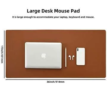 Desk Pad Blotter,Wolaile 36x17 in Large PU Leather Mouse Pad,Waterproof Non-Slip Writing Desktop Pro...