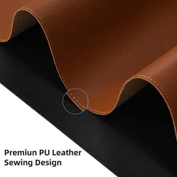 Desk Pad Blotter,Wolaile 36x17 in Large PU Leather Mouse Pad,Waterproof Non-Slip Writing Desktop Protector Mat,Office Desk Accessory,Brown