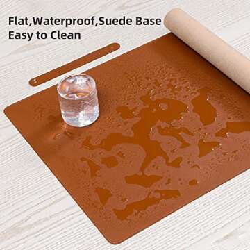 Desk Pad Blotter,Wolaile 36x17 in Large PU Leather Mouse Pad,Waterproof Non-Slip Writing Desktop Protector Mat,Office Desk Accessory,Brown