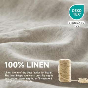 Simple&Opulence 100% Linen Duvet Cover Set, 3 PCS Natural French Flax Linen Duvet Cover Full Size, B...