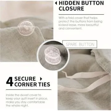 Simple&Opulence 100% Linen Duvet Cover Set, 3 PCS Natural French Flax Linen Duvet Cover Full Size, Breathable Soft Comfy Linen Bedding Comforter Cover with 2 Pillowcases(Linen, 78"x86")