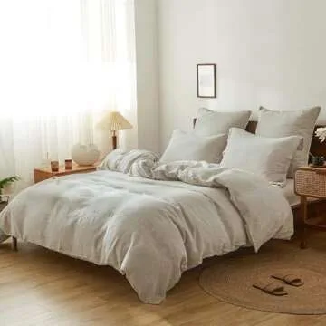 Simple&Opulence 100% Linen Duvet Cover Set, 3 PCS Natural French Flax Linen Duvet Cover Full Size, Breathable Soft Comfy Linen Bedding Comforter Cover with 2 Pillowcases(Linen, 78"x86")