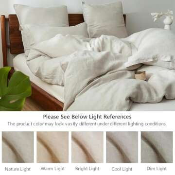 Simple&Opulence 100% Linen Duvet Cover Set, 3 PCS Natural French Flax Linen Duvet Cover Full Size, Breathable Soft Comfy Linen Bedding Comforter Cover with 2 Pillowcases(Linen, 78"x86")