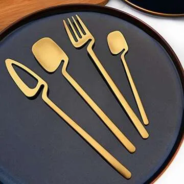 JANKNG Luxury Matte Black Silverware Set for 8 – 32-Piece Stainless Steel Cutlery