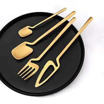 Luxury Matte Black Silverware Set for Elegant Dining