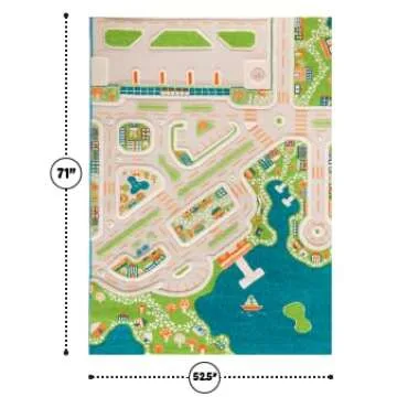IVI Mini City Thick 3D Kids Play Mat Rug, 71" L x 53" W, Non-Toxic, Stain Resistant, Educational Mon...