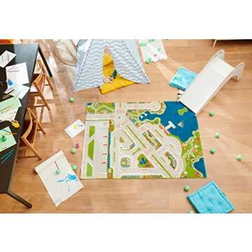 IVI Mini City Thick 3D Kids Play Mat Rug, 71" L x 53" W, Non-Toxic, Stain Resistant, Educational Montessori Activity Toys for Kids