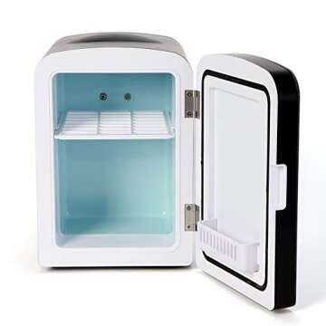 Uber Appliance Mini Fridge for Beauty, Skincare, makeup and Cosmetics storage with Dry Erase White Board - Personal portable refrigerator Electric Cooler/Warmer 4 Liter/6 can AC/DC Thermoelectric