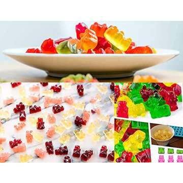 JEWOSTER Gummy Bear Silicone Molds 4 PCS,Non-stick Chocolate Candy Molds with 2 Droppers Food Grade