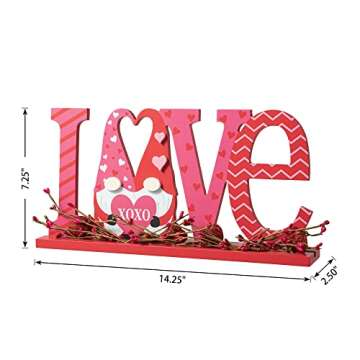 Glitzhome Valentines Day Decorations Farmhouse Valentine LOVE Wood Signs Table Decor Valentine Gnome...