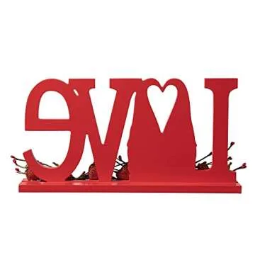 Glitzhome Valentines Day Decorations Farmhouse Valentine LOVE Wood Signs Table Decor Valentine Gnome Heart XOXO Love Blocks Romantic Valentine Day Indoor Wooden Signs Love for Home Decor 14" x 7"